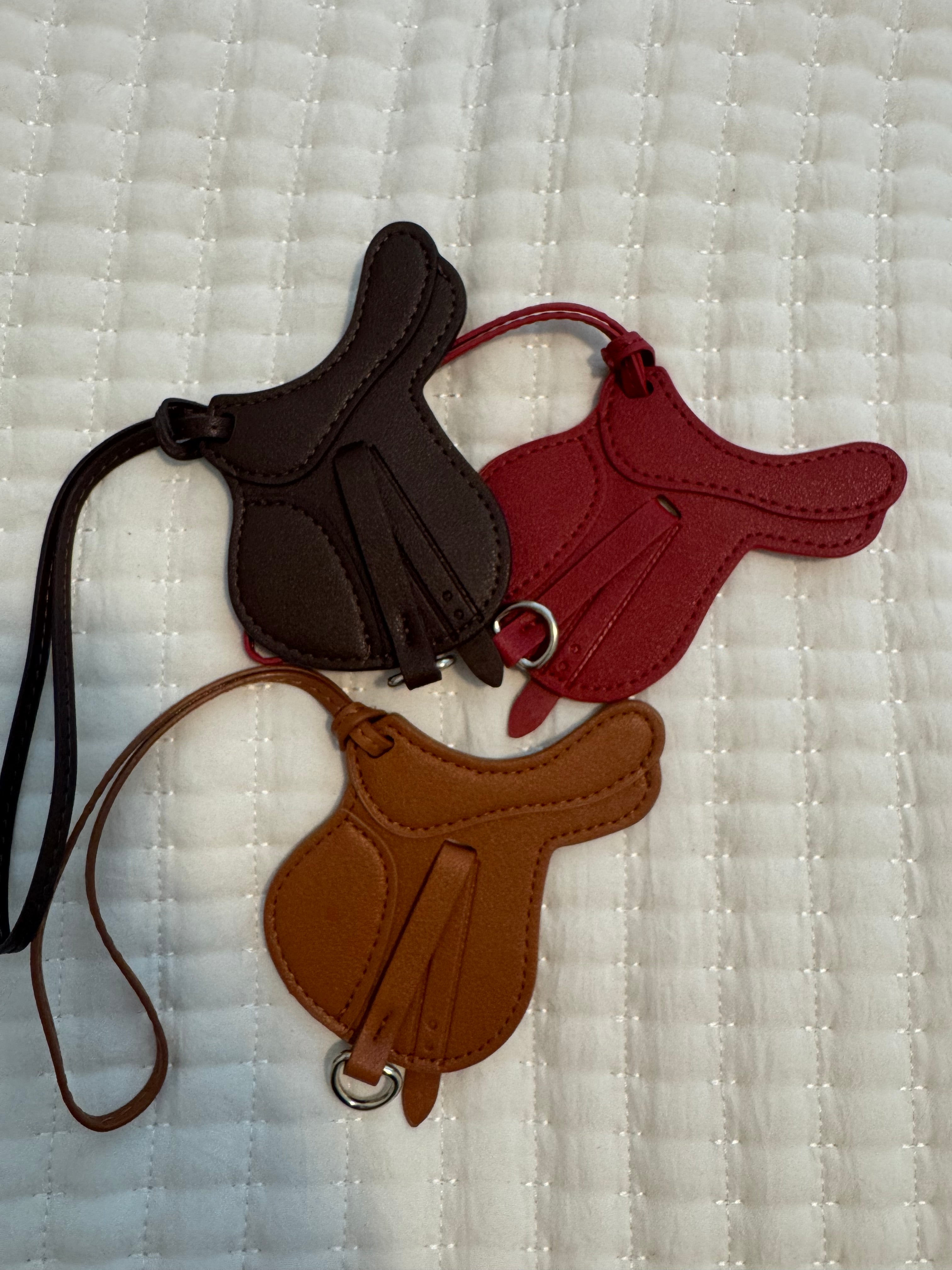Leather saddle bag charm