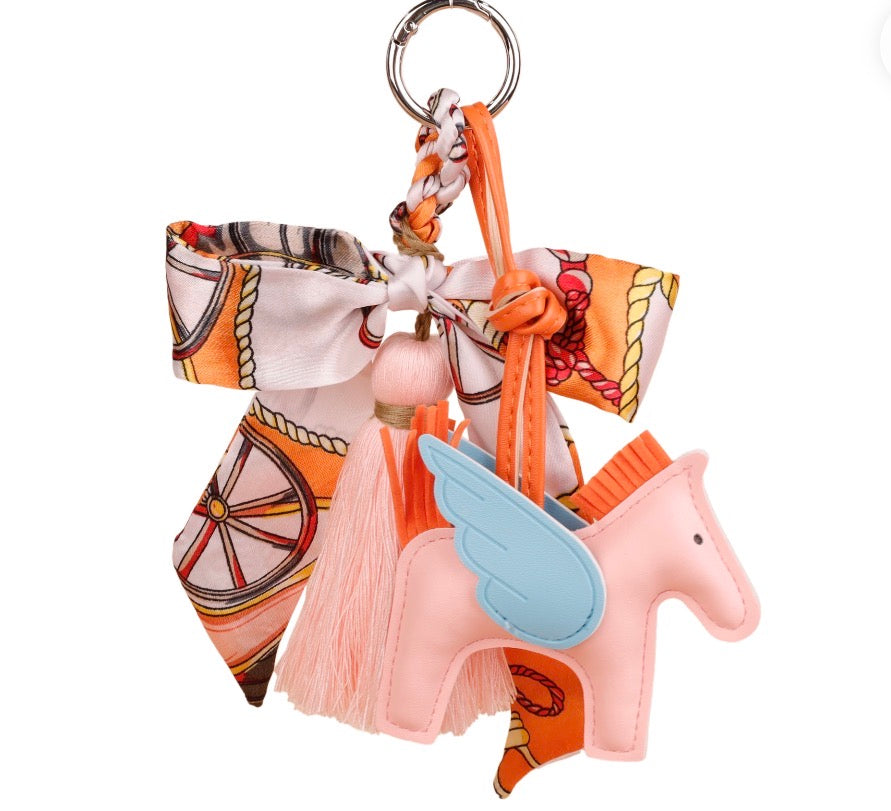 Hermés inspired leather winged horse charm