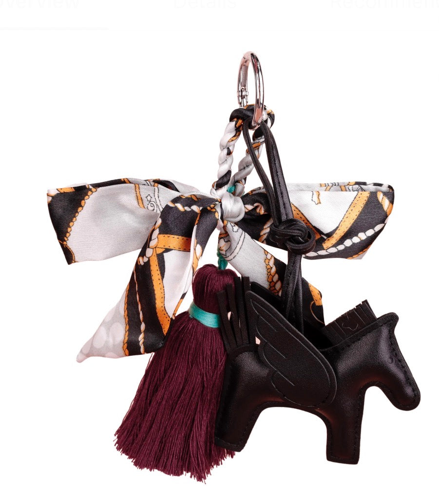 Hermés inspired leather winged horse charm