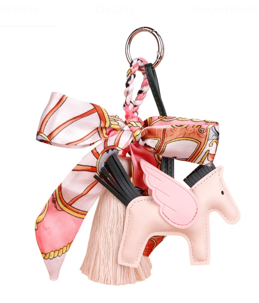 Hermés inspired leather winged horse charm